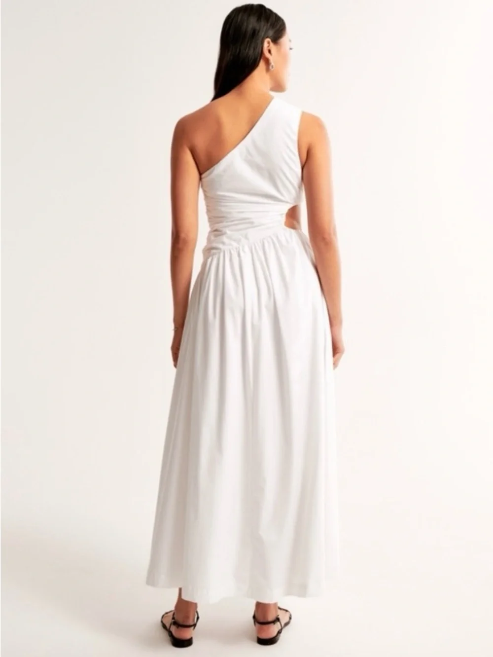 Abercrombie & Fitch White One-Shoulder Maxi Dress